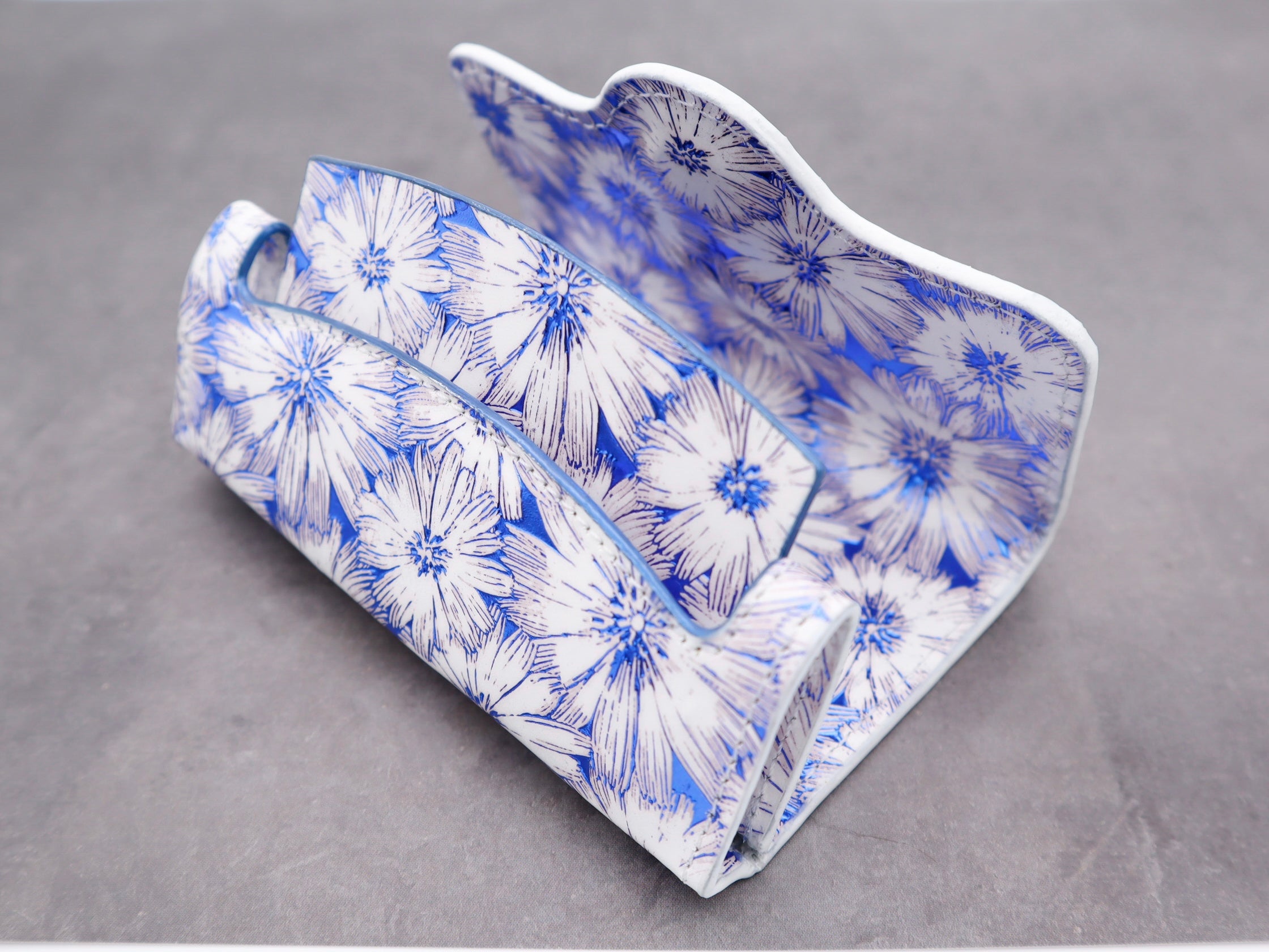 本革カードケース blue flower