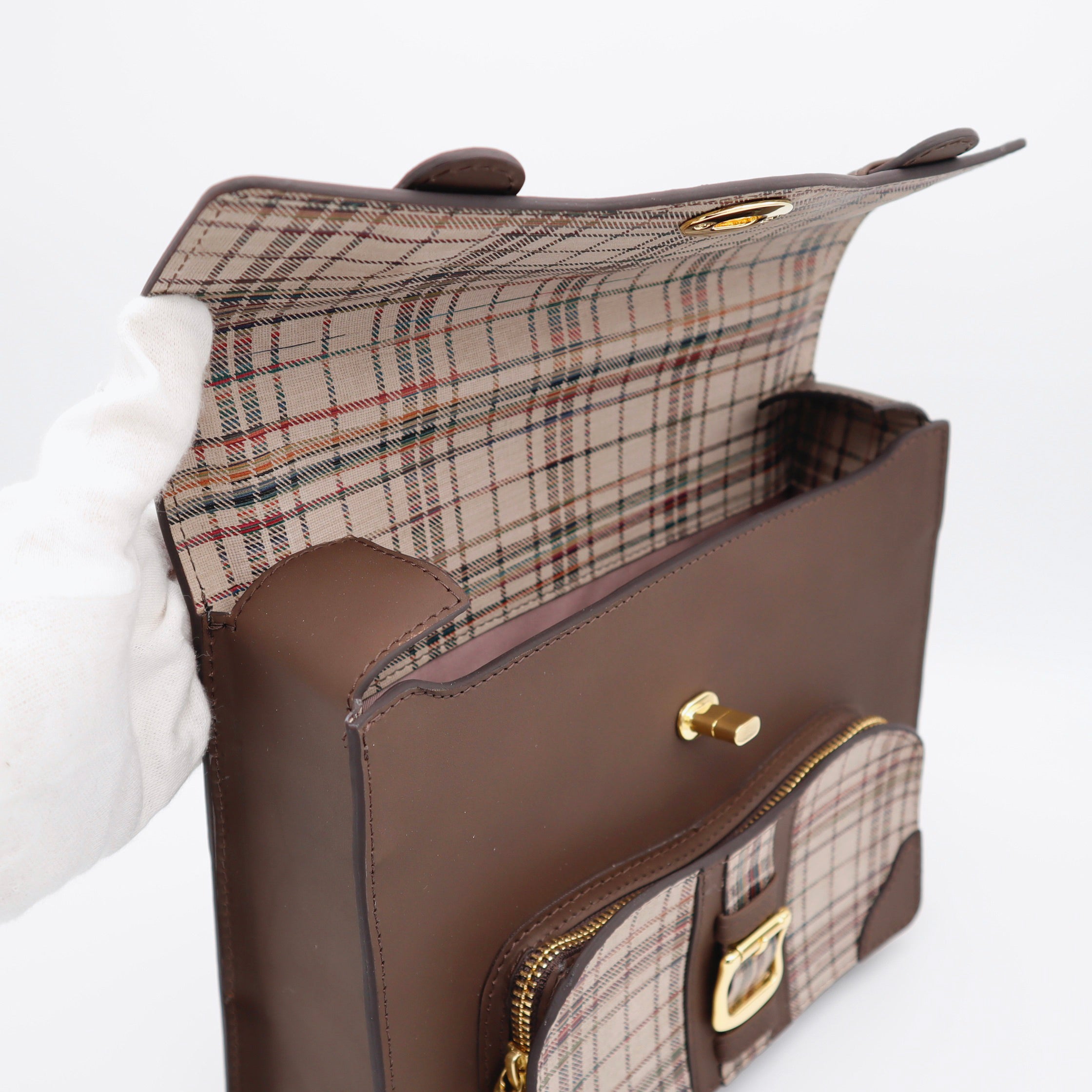 【限定】 miniサッチェルバッグ(dark brown/beige)