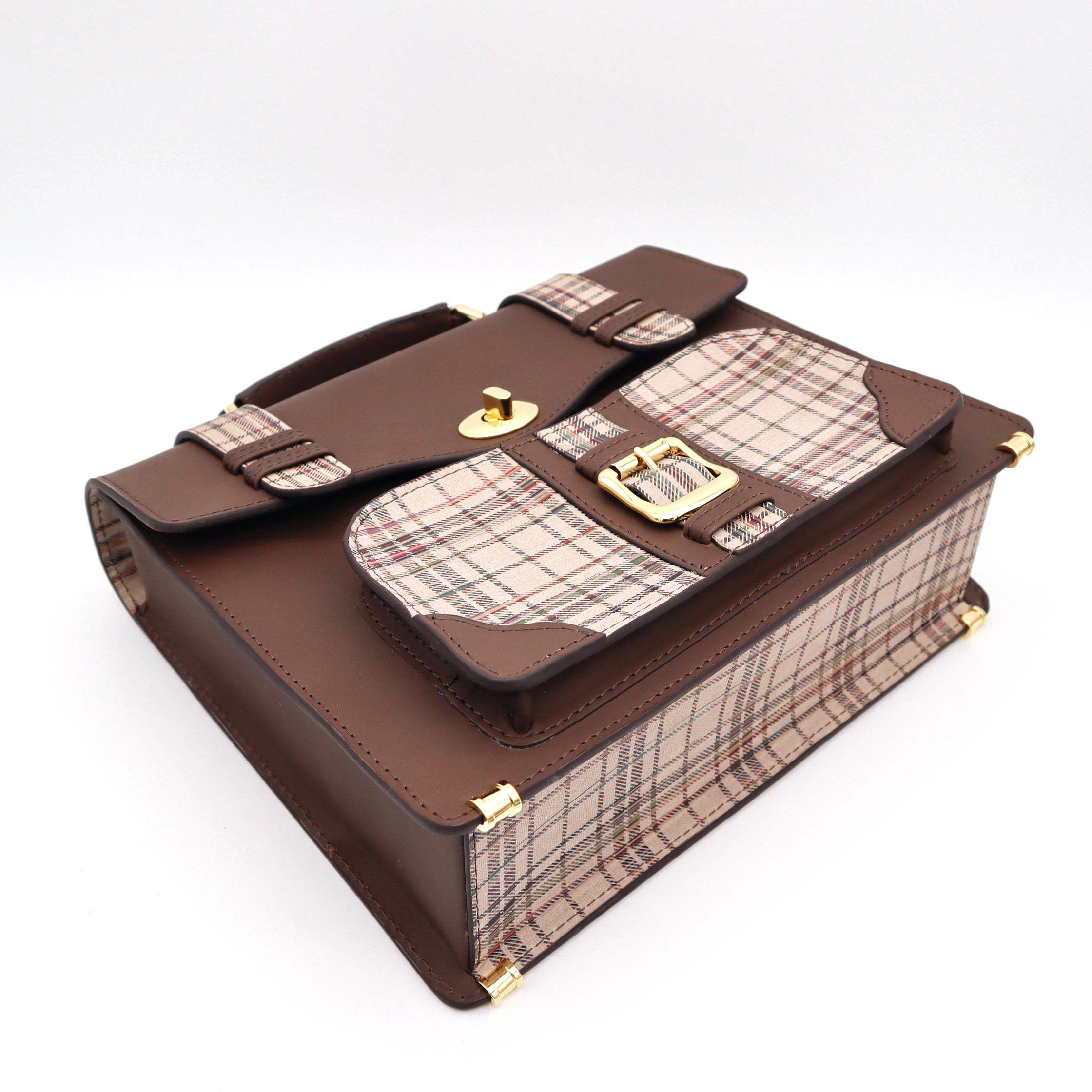 【限定】 miniサッチェルバッグ(dark brown/beige)