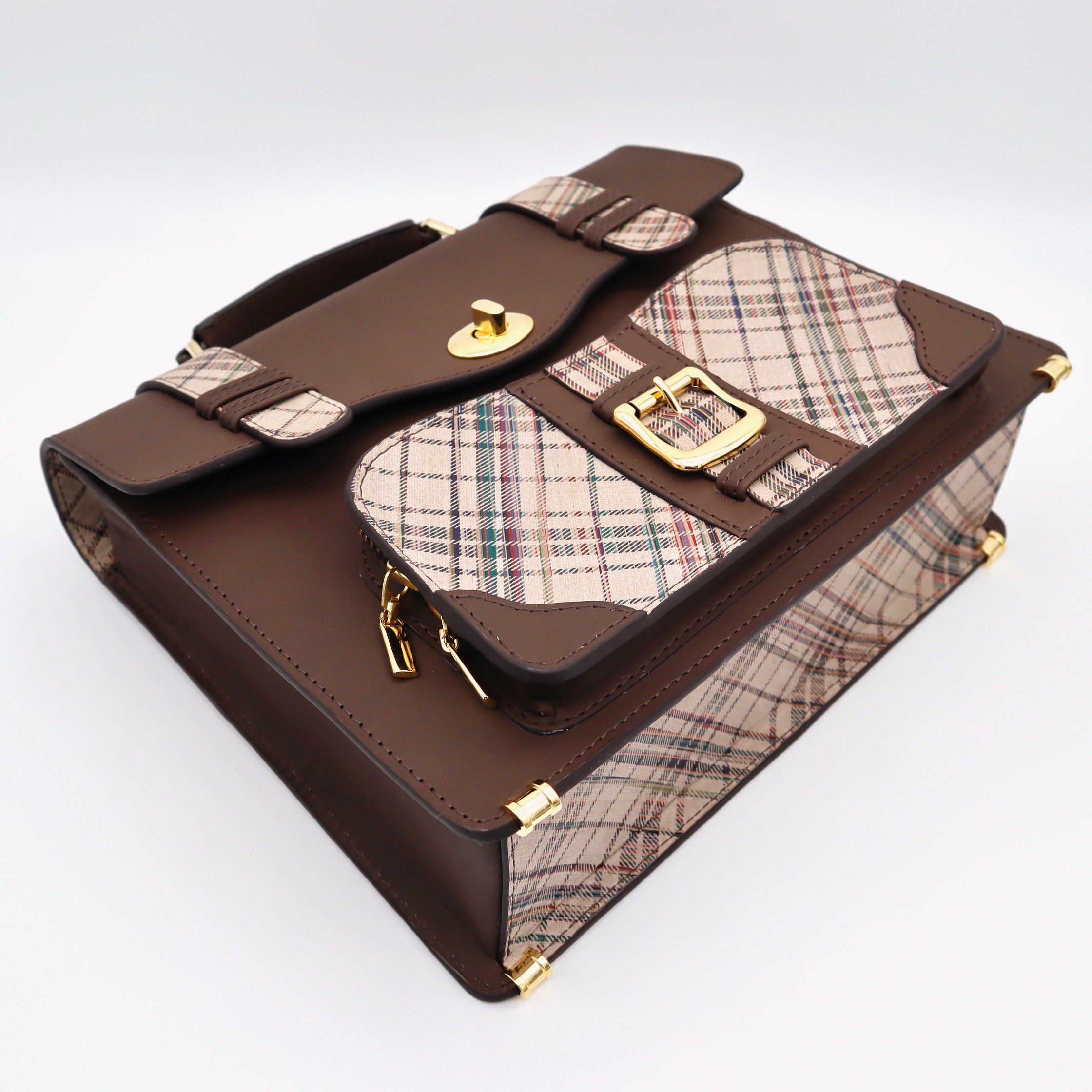 【限定】 miniサッチェルバッグ(dark brown/beige)