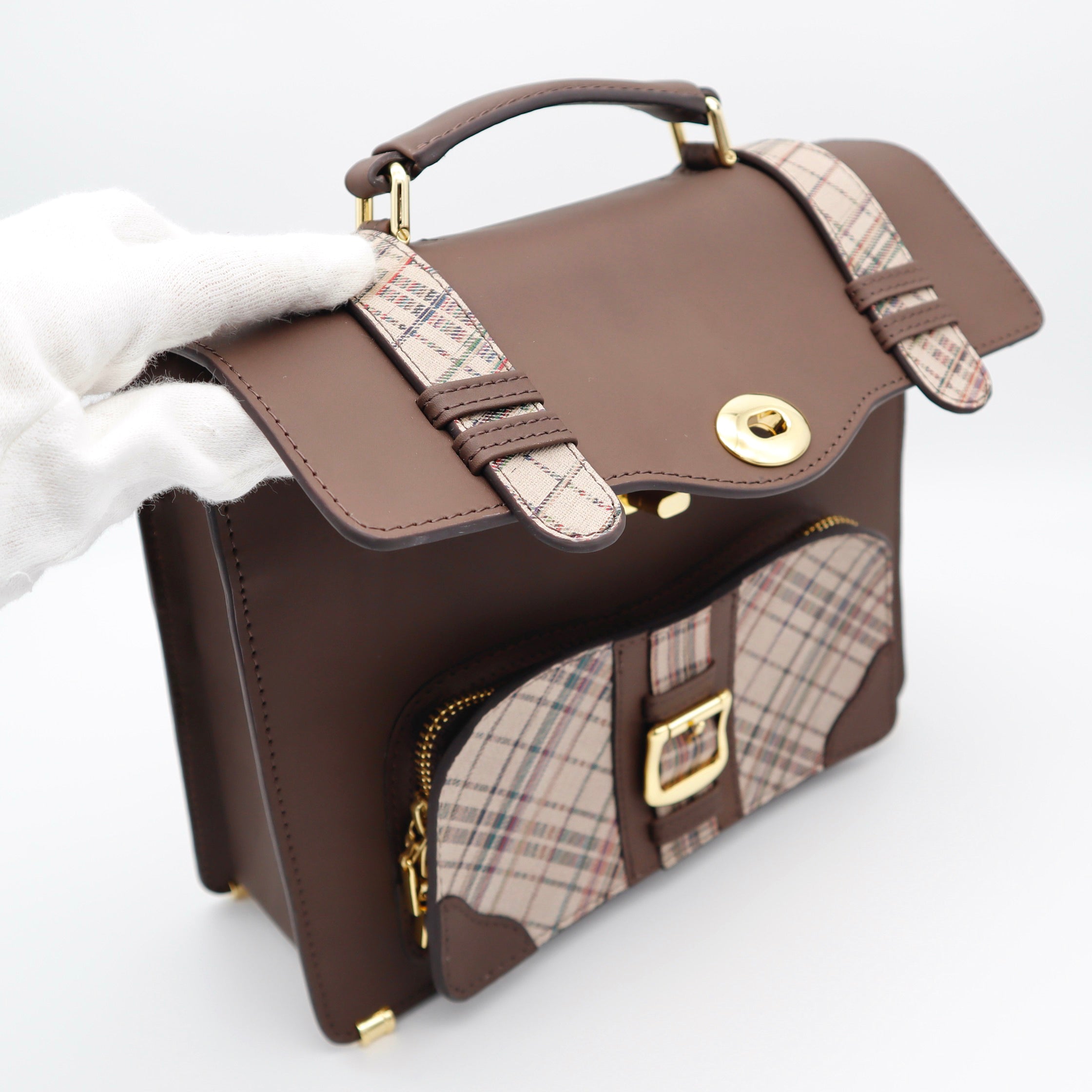【限定】 miniサッチェルバッグ(dark brown/beige)