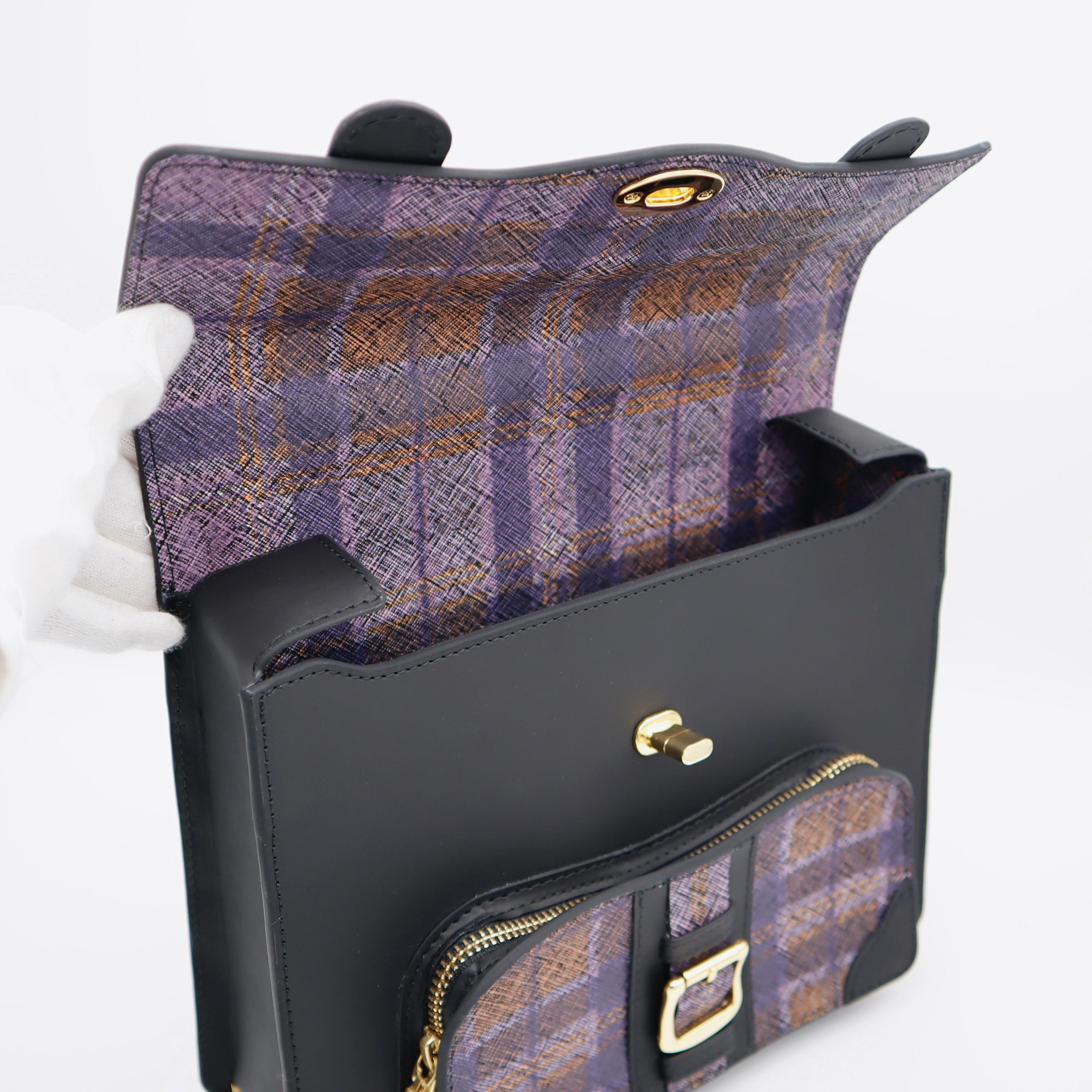 【限定】 miniサッチェルバッグ(black/purple)