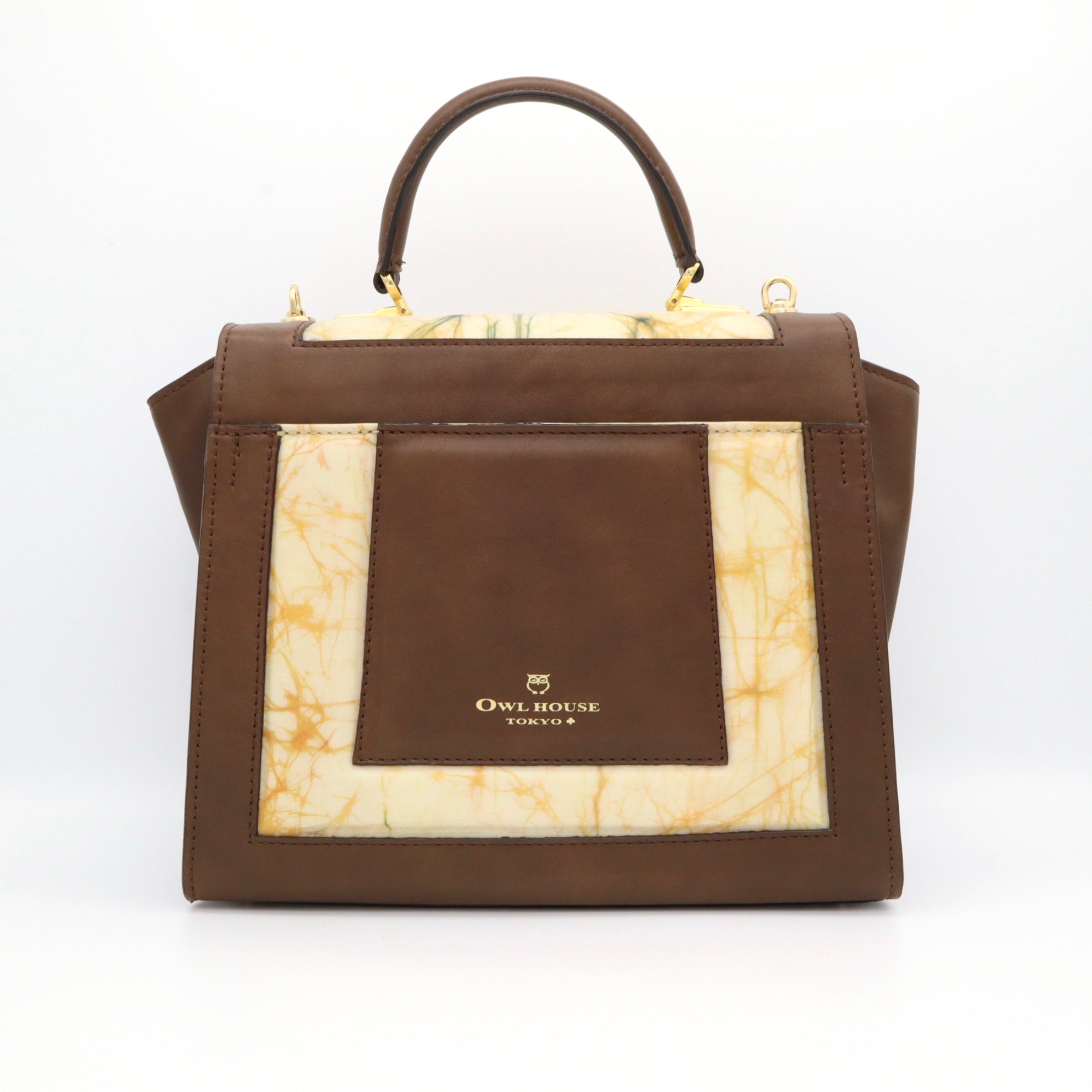 レザーとバティック染のミニショルダーバッグ(brown)classic