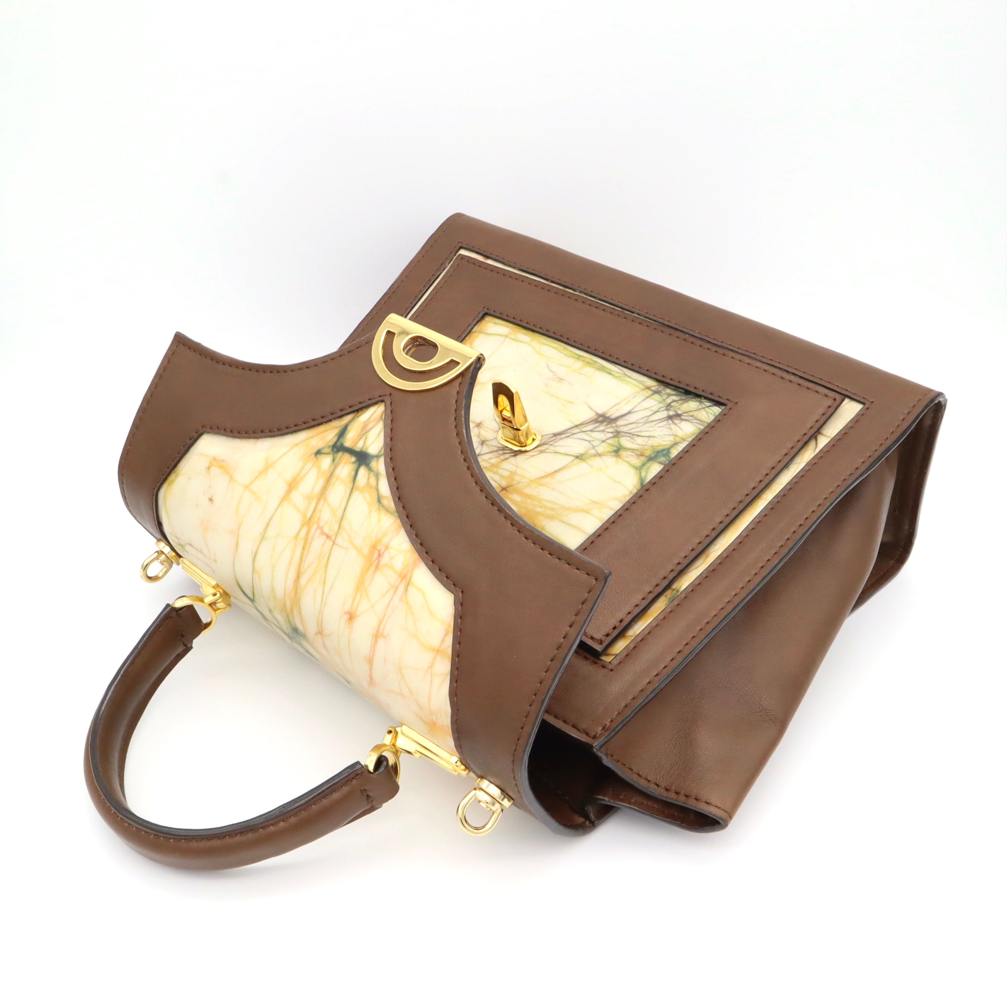 レザーとバティック染のミニショルダーバッグ(brown)classic