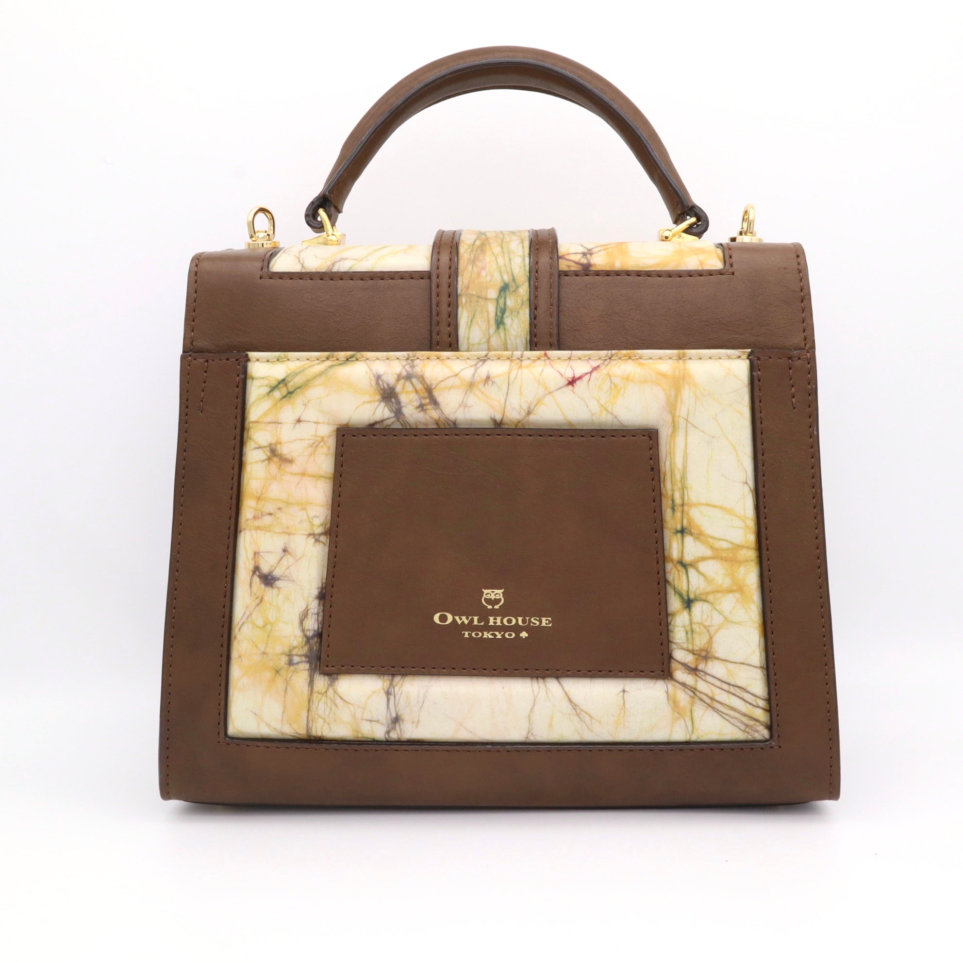 レザーとバティック染のミニショルダーバッグ(brown)