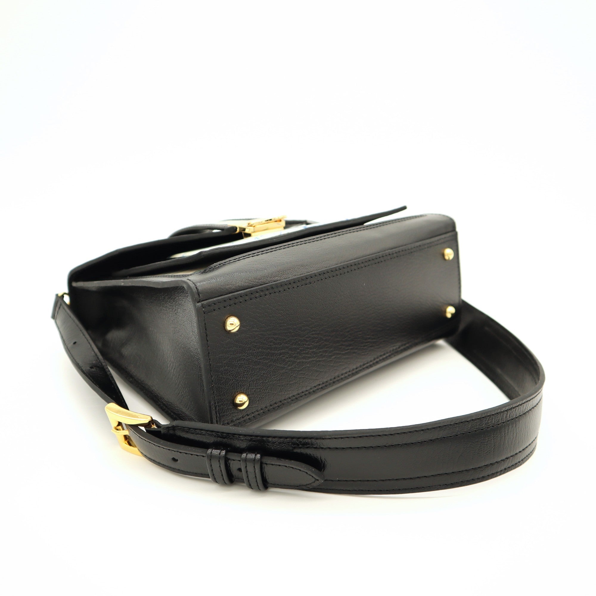 レザーとバティック染のミニショルダーバッグ(black)