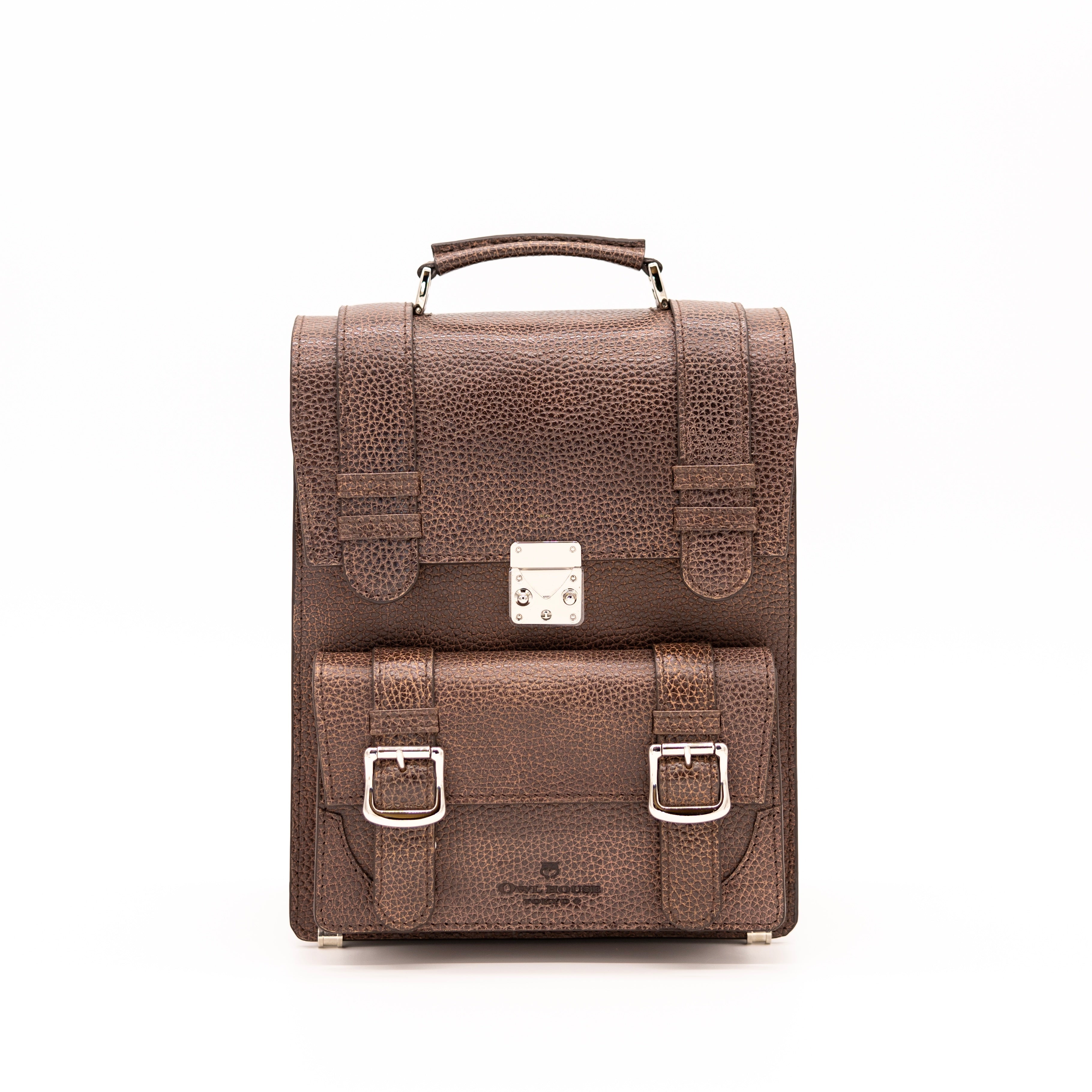 タテ型サッチェルバッグ（brown)