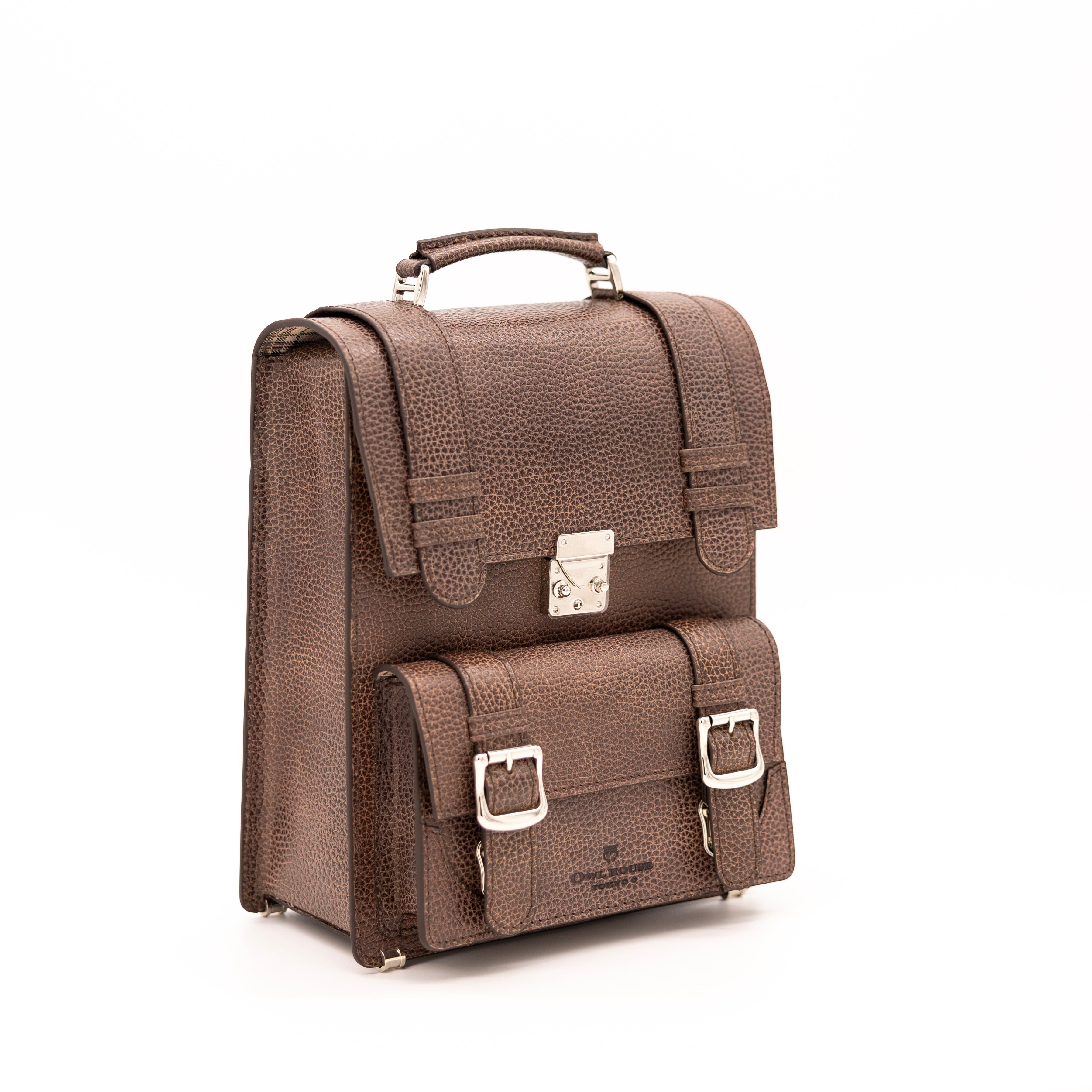 タテ型サッチェルバッグ（brown)