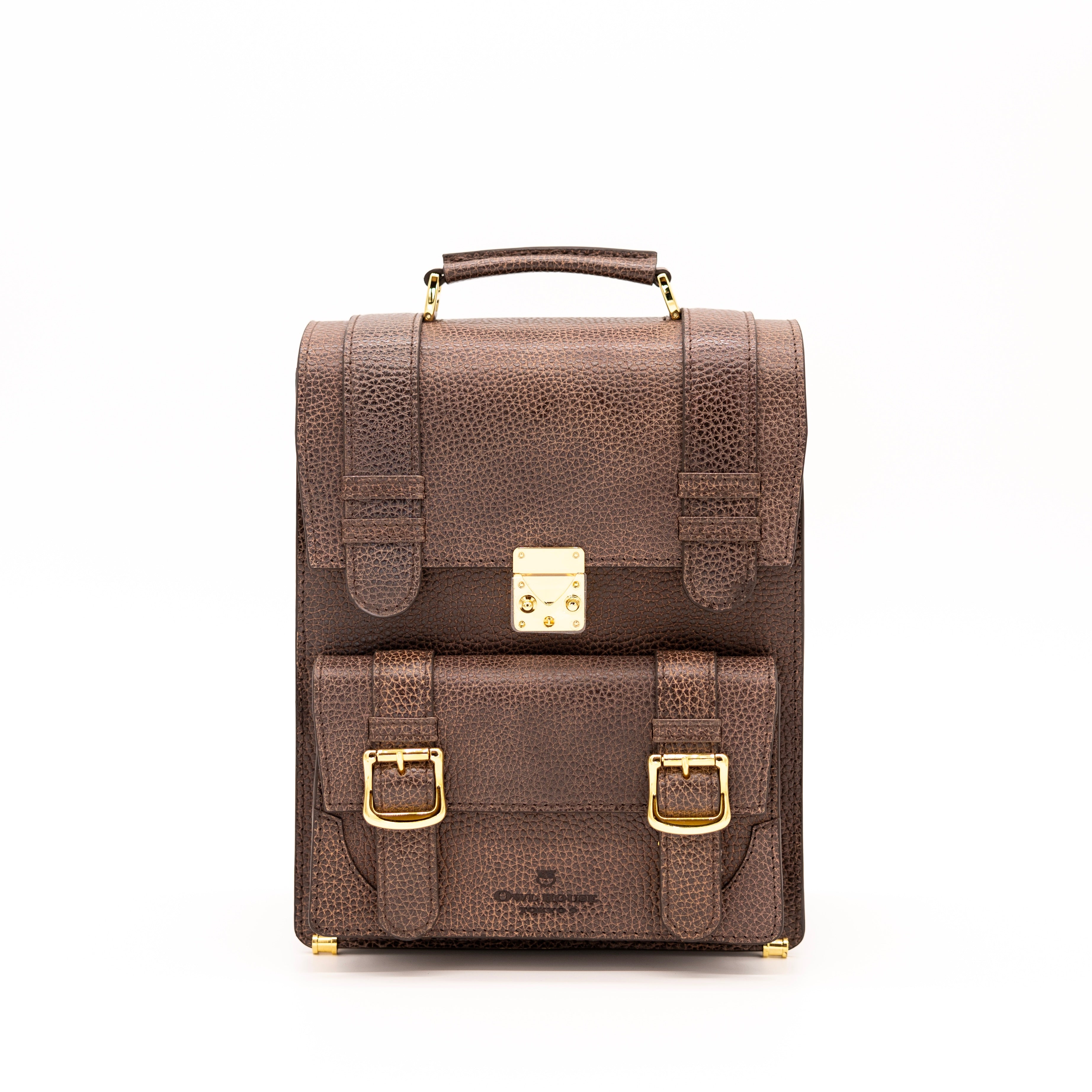 タテ型サッチェルバッグ（brown)