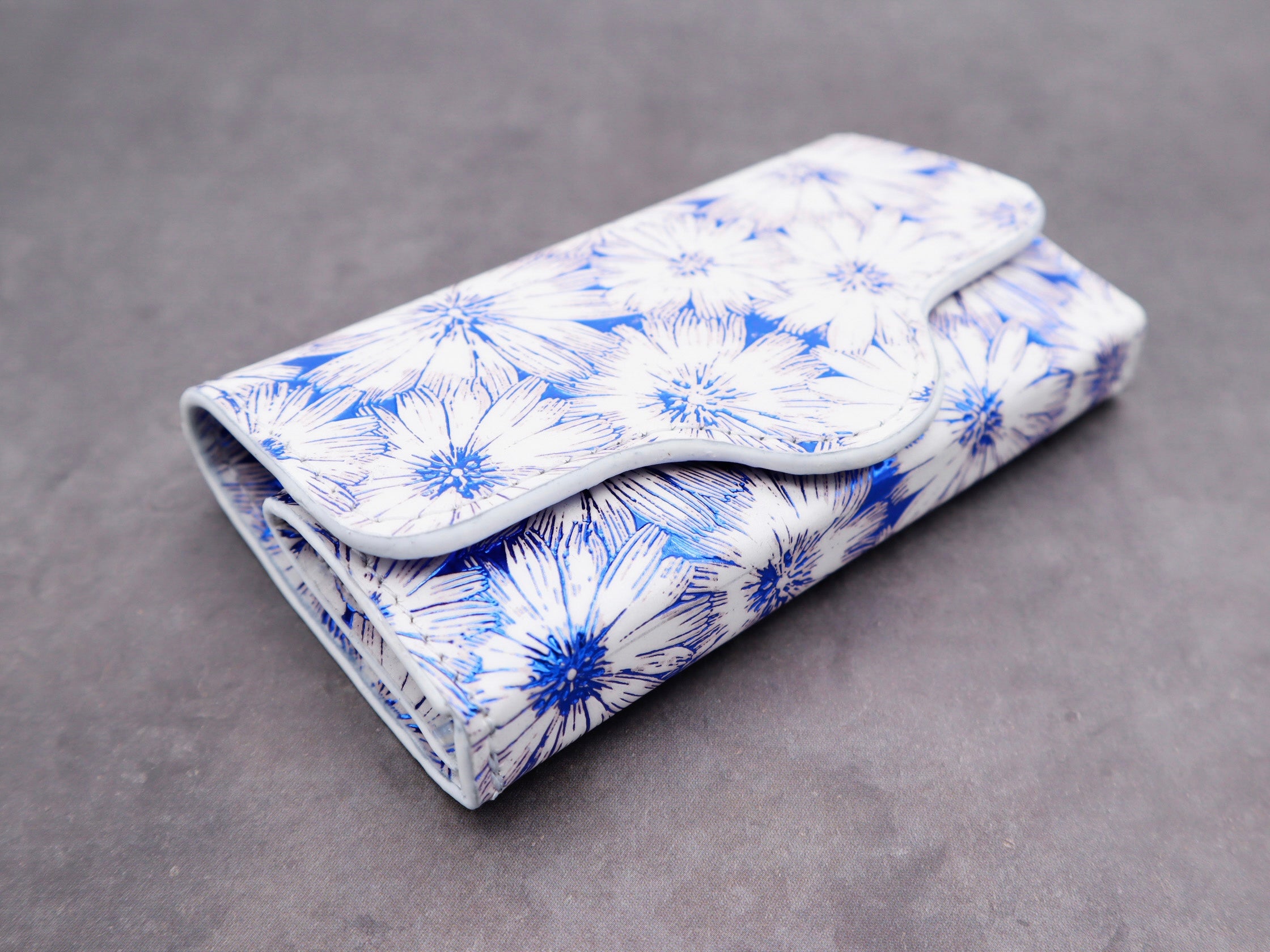 本革カードケース blue flower