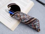Leather roll fastener pen case ~COLORFUL ORANGE~