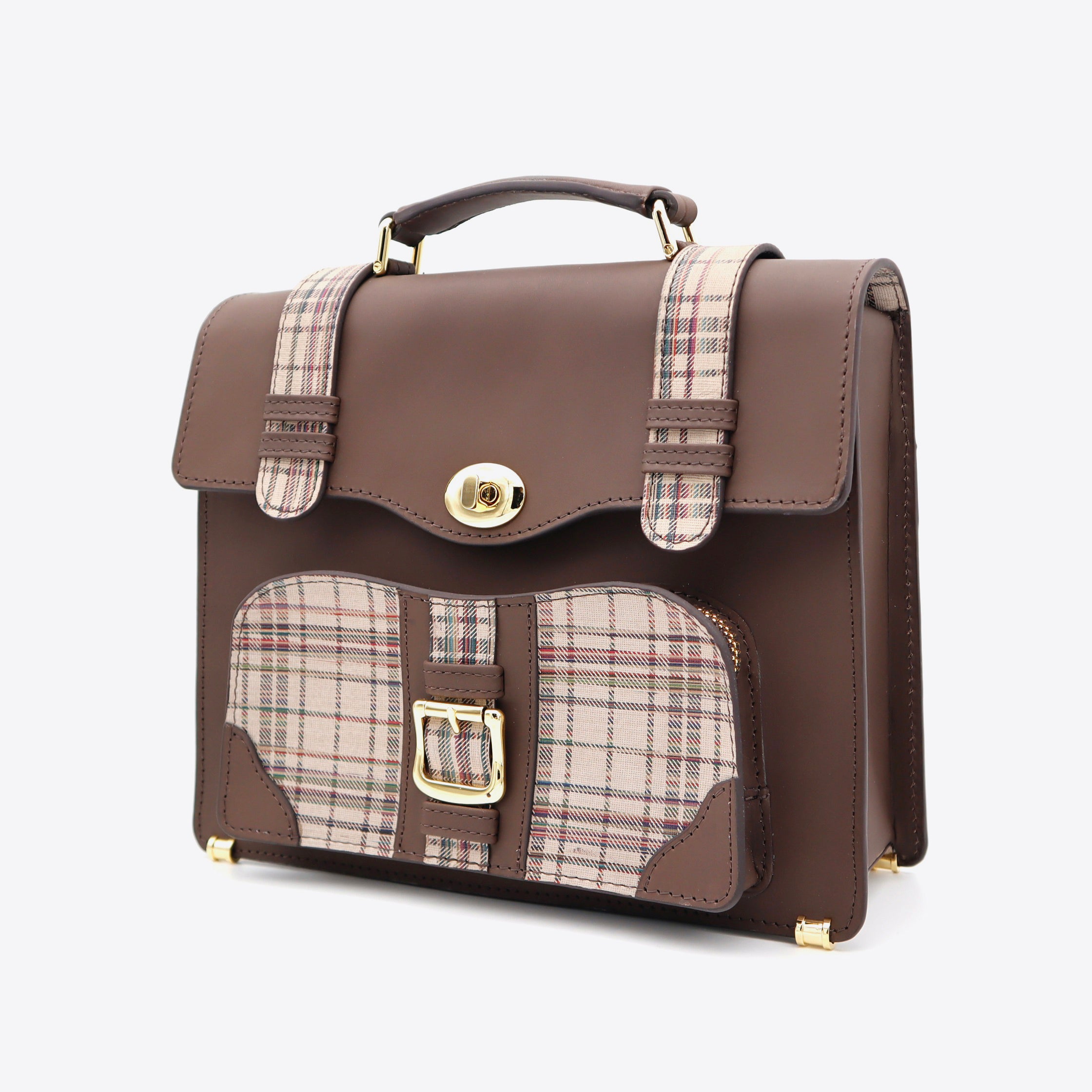 (Limited) Leather mini satchel bag   (Brown/beige)