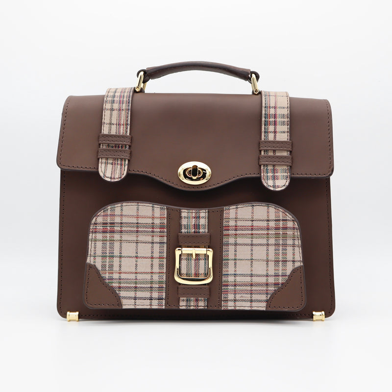 (Limited) Leather mini satchel bag   (Brown/beige)