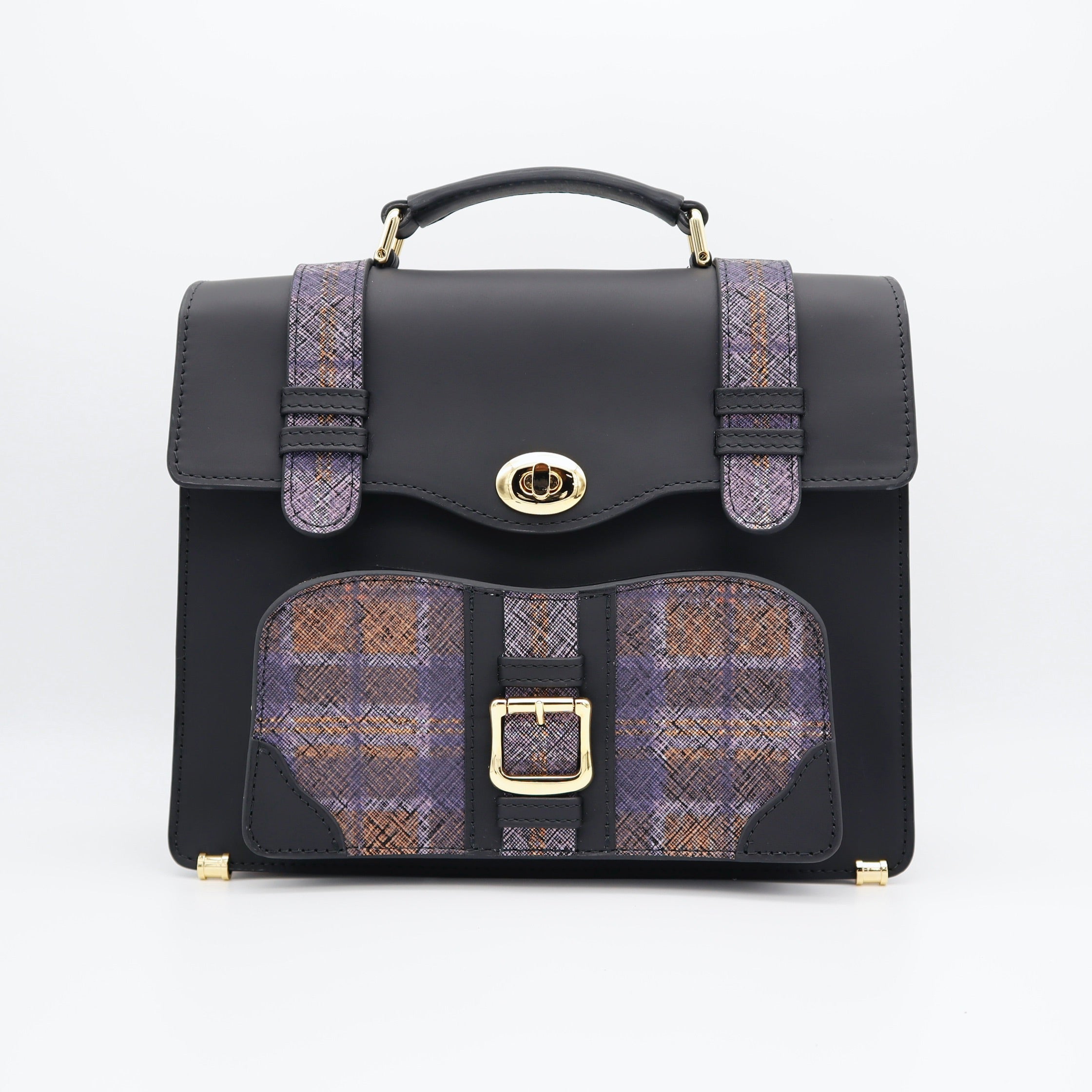 (Limited) Leather mini satchel bag   (Black/Purple)