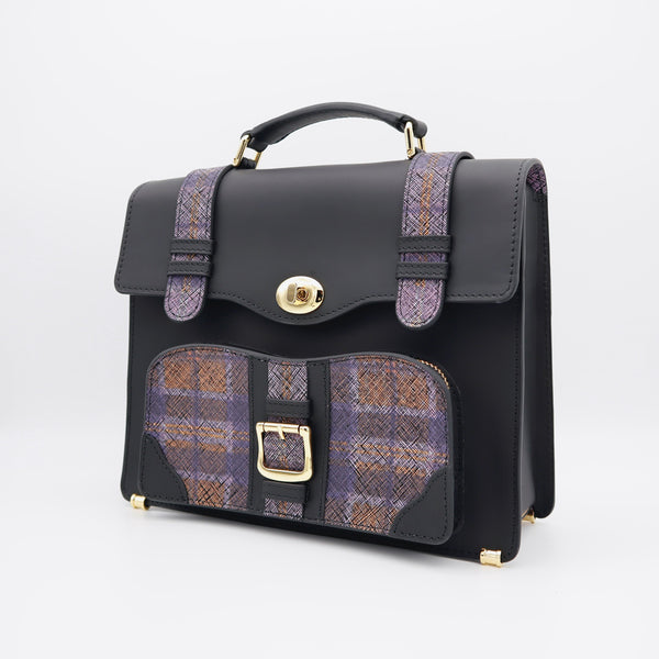 (Limited) Leather mini satchel bag   (Black/Purple)