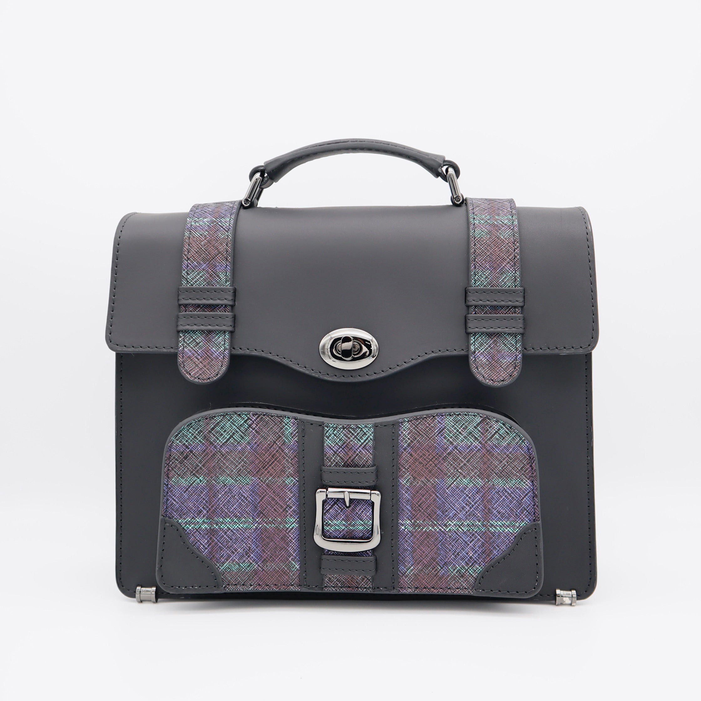 (Limited) Leather mini satchel bag   (Black/Green)