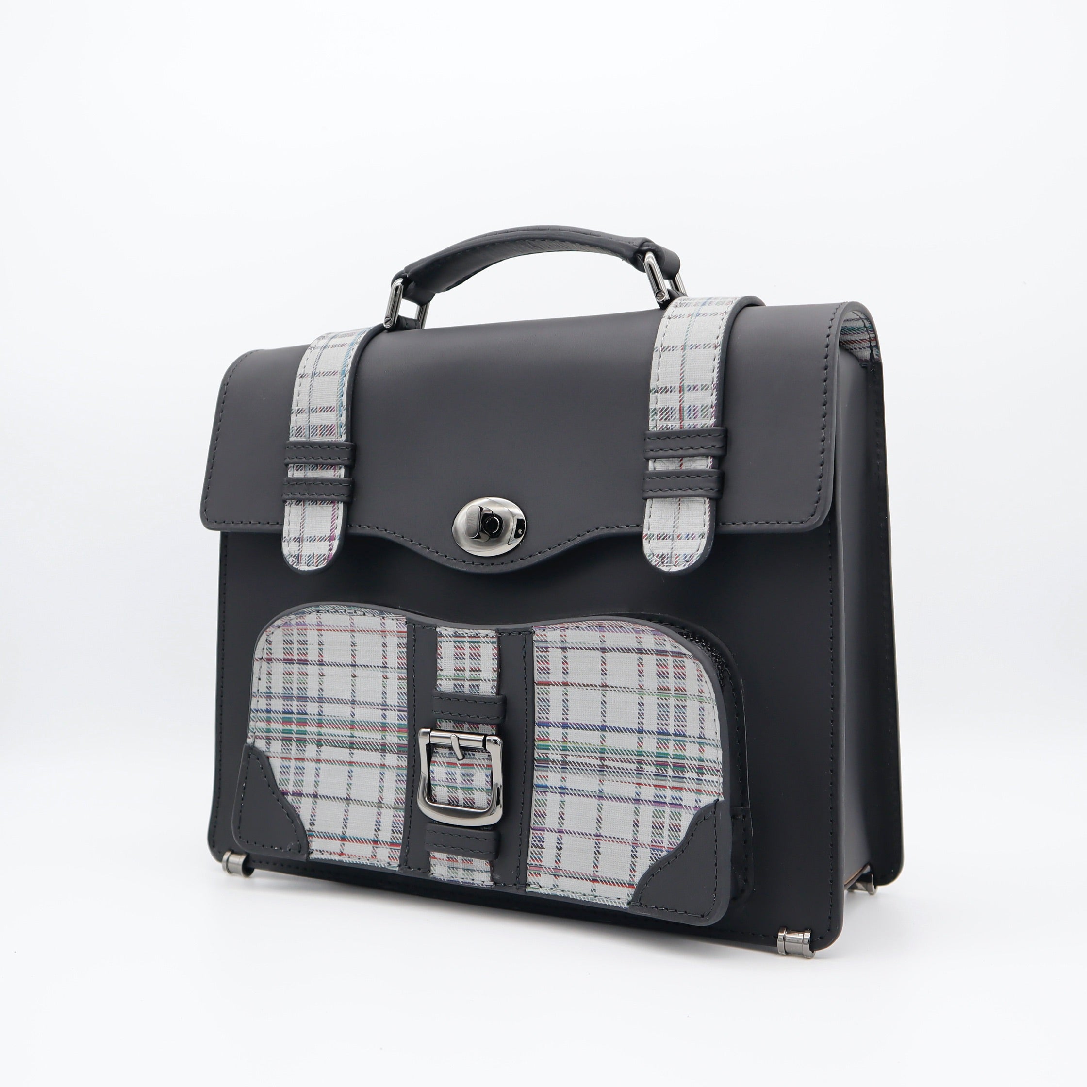 (Limited) Leather mini satchel bag   (Black/Ash)