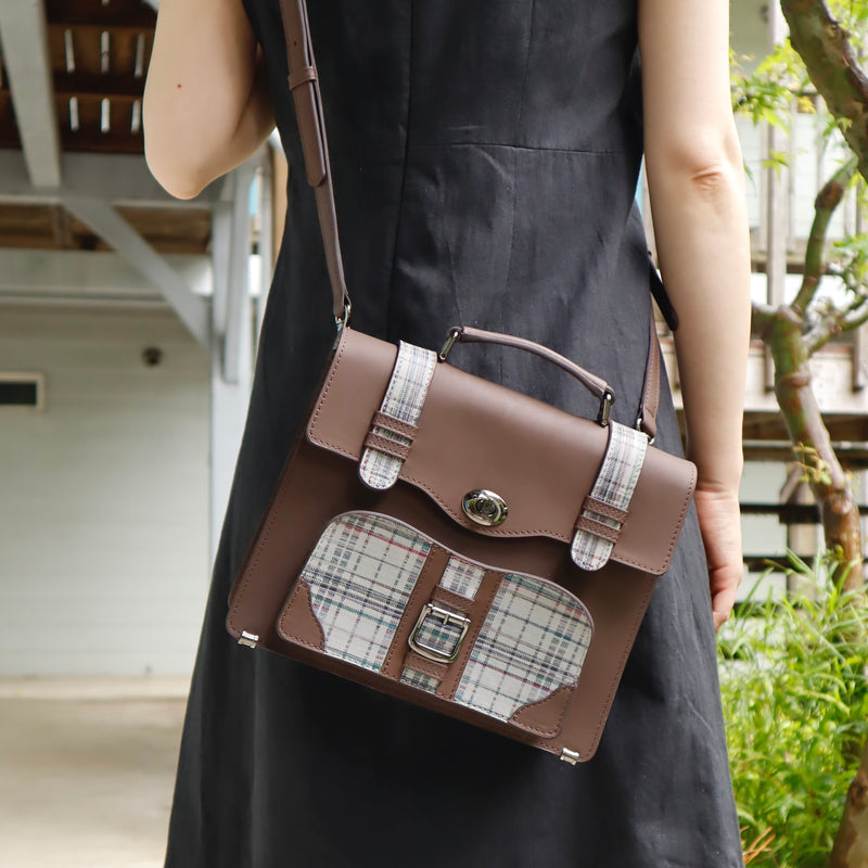 (Limited) Leather mini satchel bag   (Black/Green)