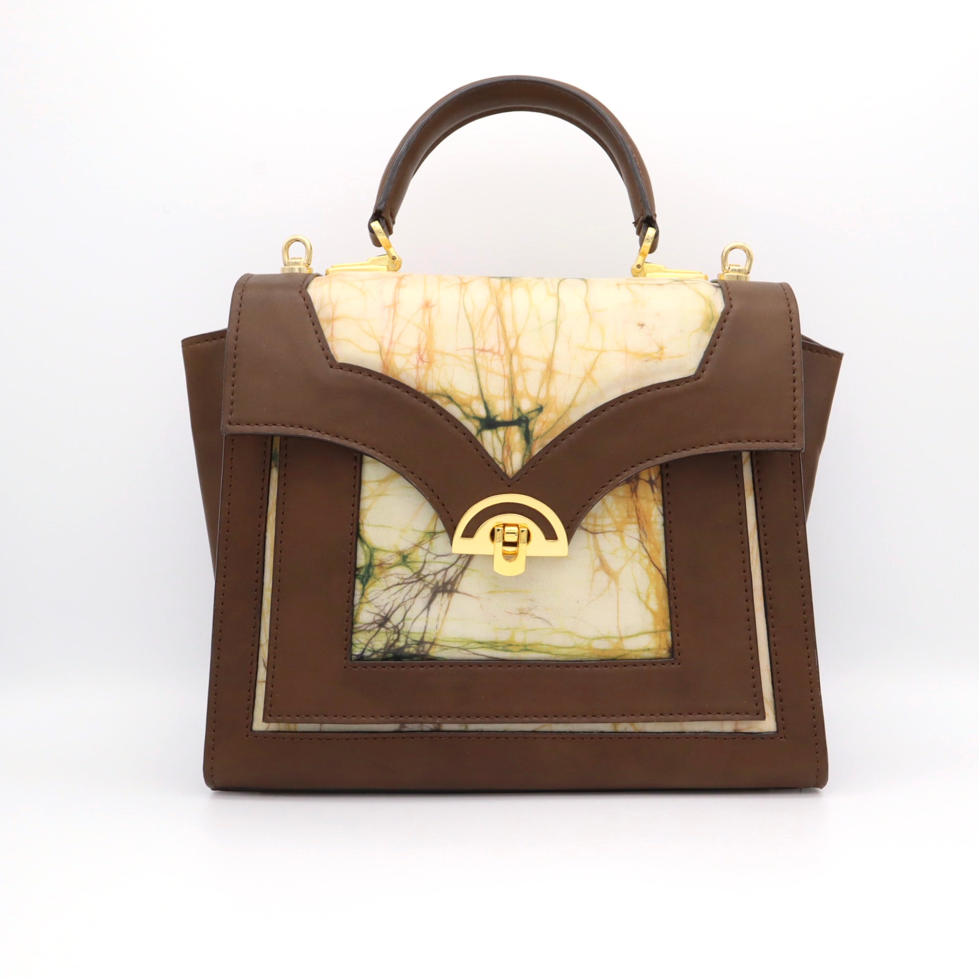 レザーとバティック染のミニショルダーバッグ（brown）classic